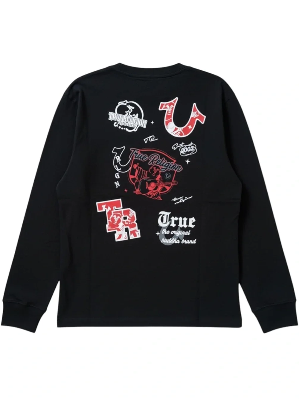 Men's True Religion - Scattered Graphics Long Sleeve Black Tee XXXL